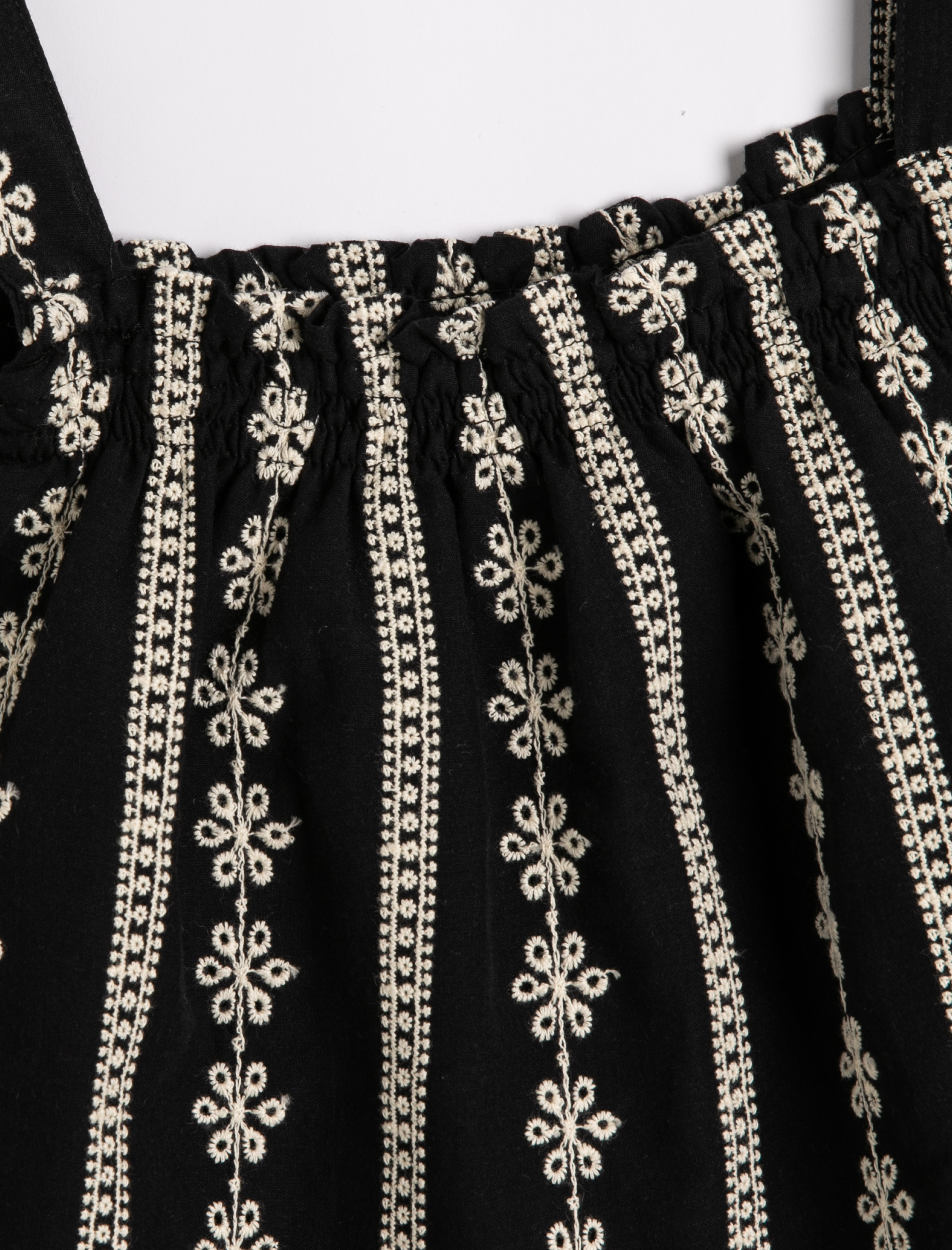  Kız Çocuk Bluz Askılı Çiçek İşlemeli Pamuklu