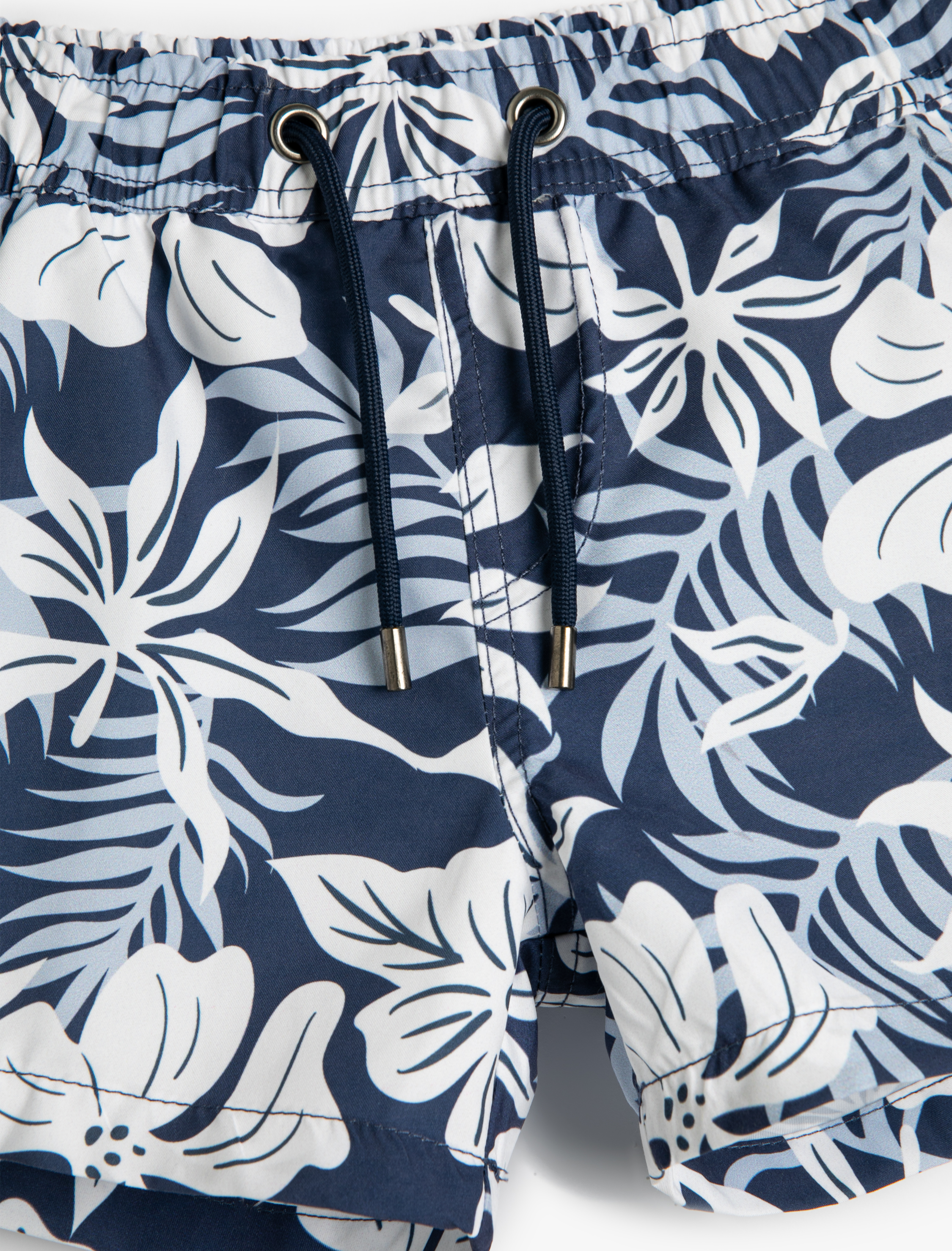  Erkek Çocuk Deniz Şortu Beli Bağlamalı Floral Desenli File Astarlı