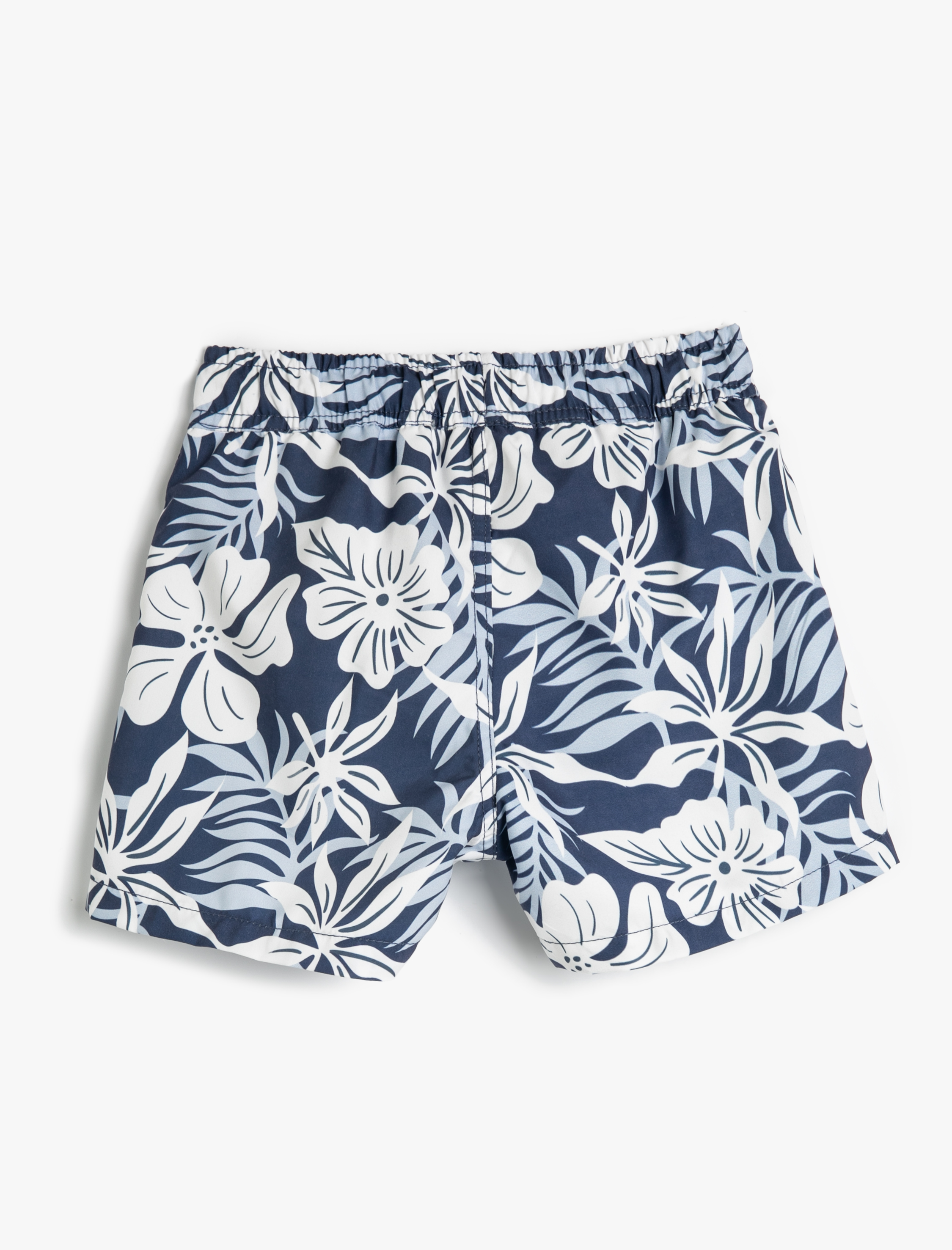  Erkek Çocuk Deniz Şortu Beli Bağlamalı Floral Desenli File Astarlı