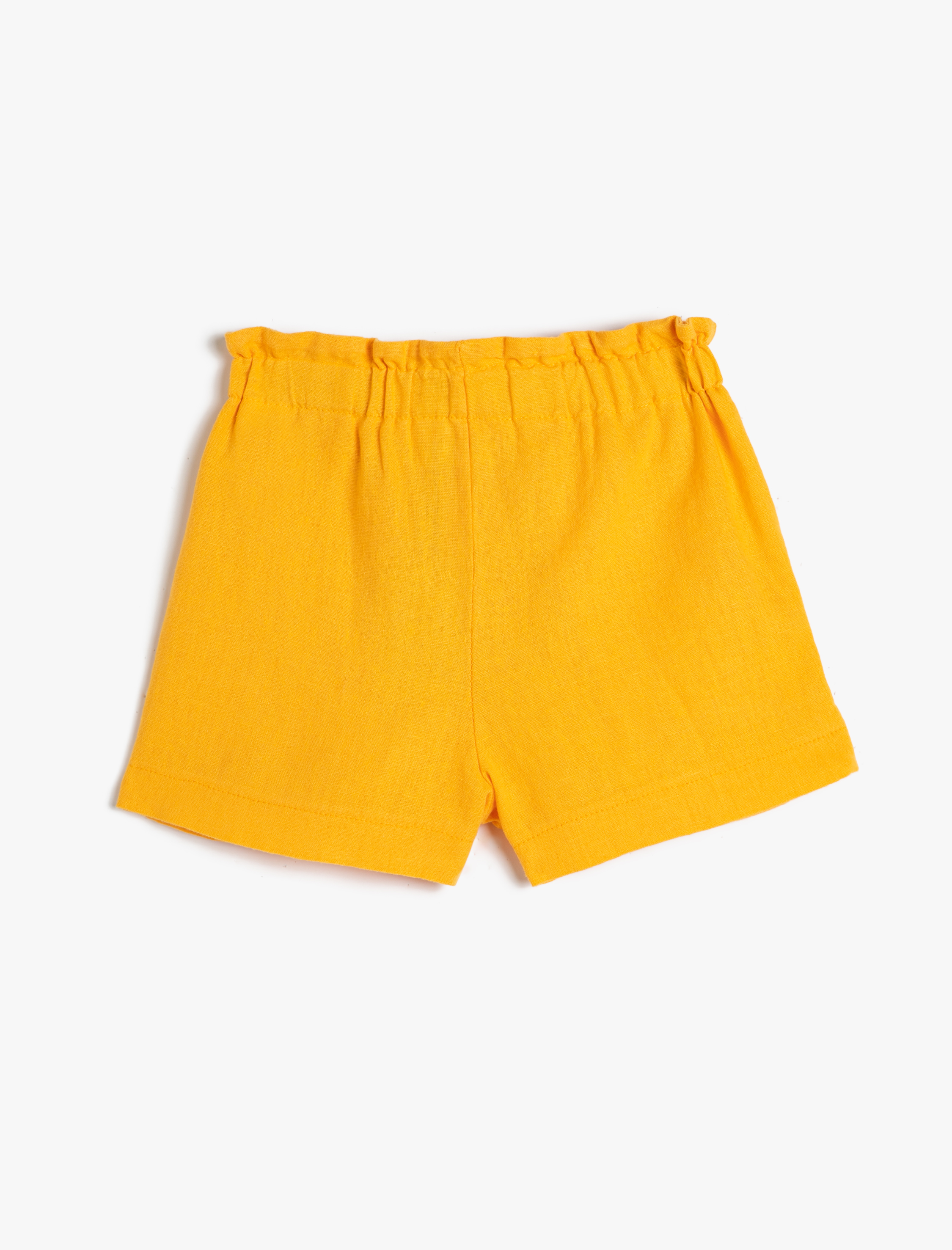  Kız Çocuk Keten Şort Beli Lastikli Cepli