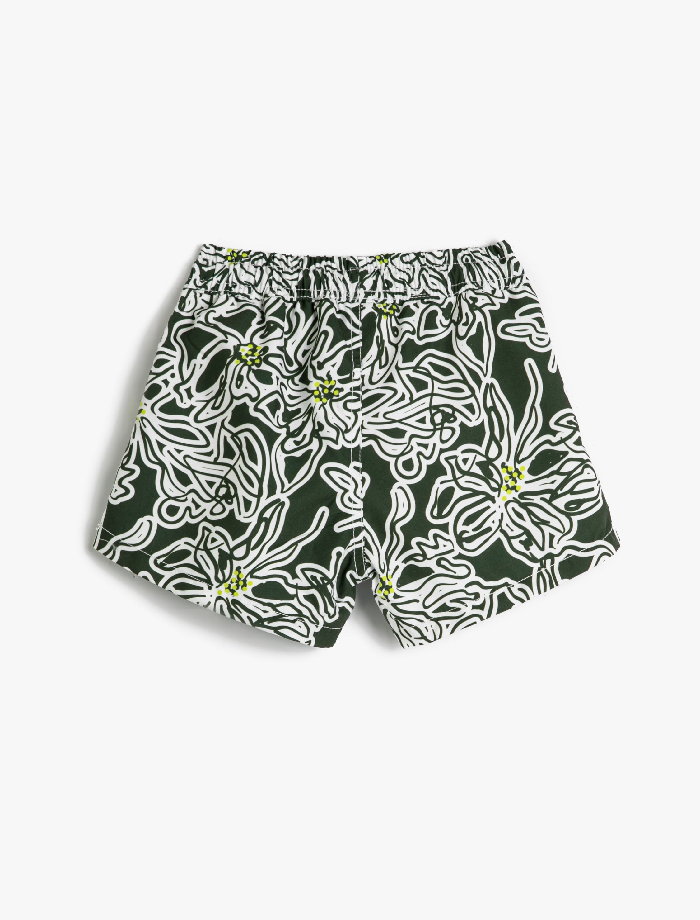  Erkek Çocuk Mayo Beli Bağlamalı Floral Desenli Rahat Kesim File Astarlı