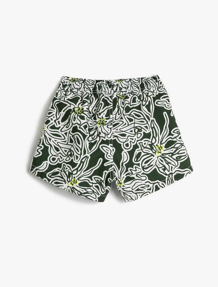 Erkek Çocuk Mayo Beli Bağlamalı Floral Desenli Rahat Kesim File Astarlı