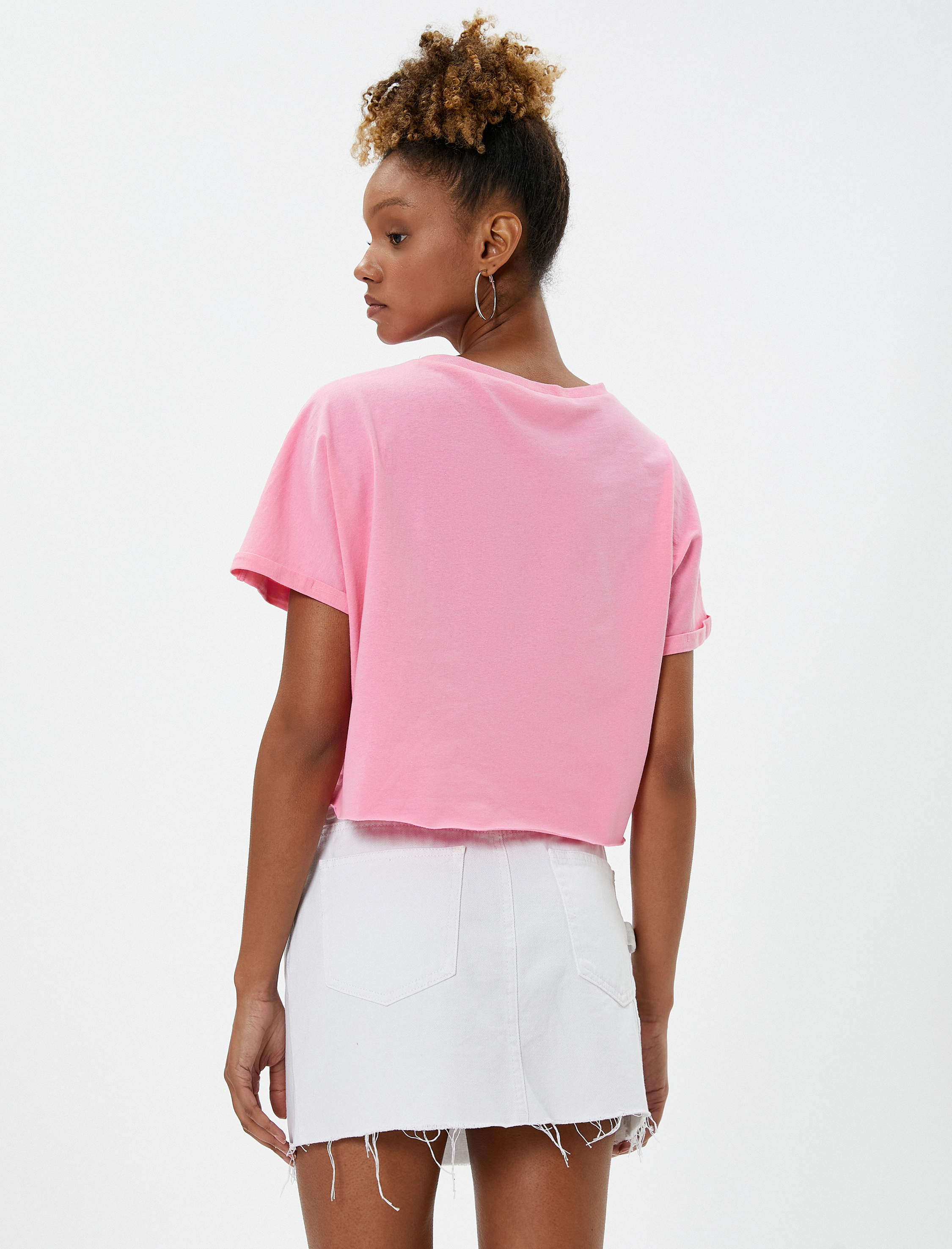   Kolej Tişört Slogan Kabartmalı Bisiklet Yaka Kısa Kollu