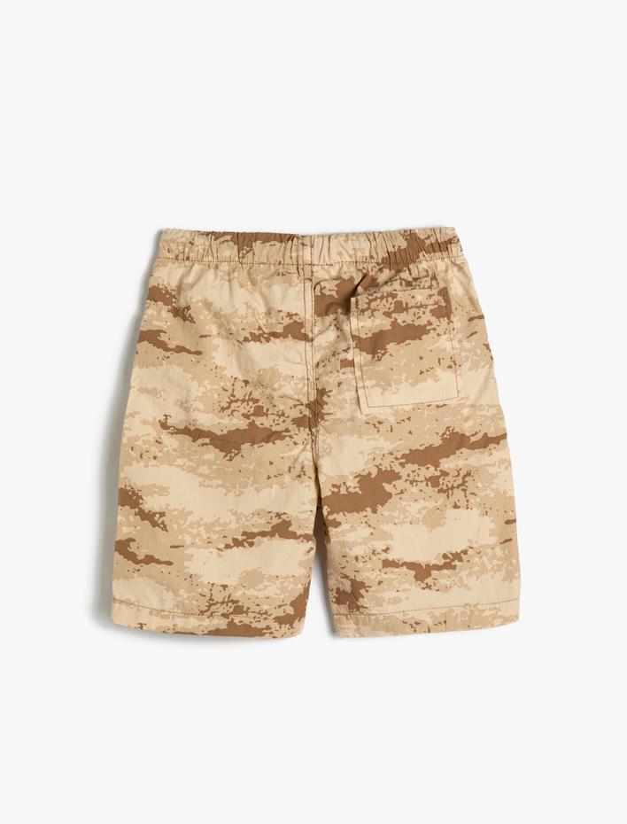 Erkek Çocuk Bermuda Kamuflaj Şort Cepli Beli Bağlamalı Pamuklu
