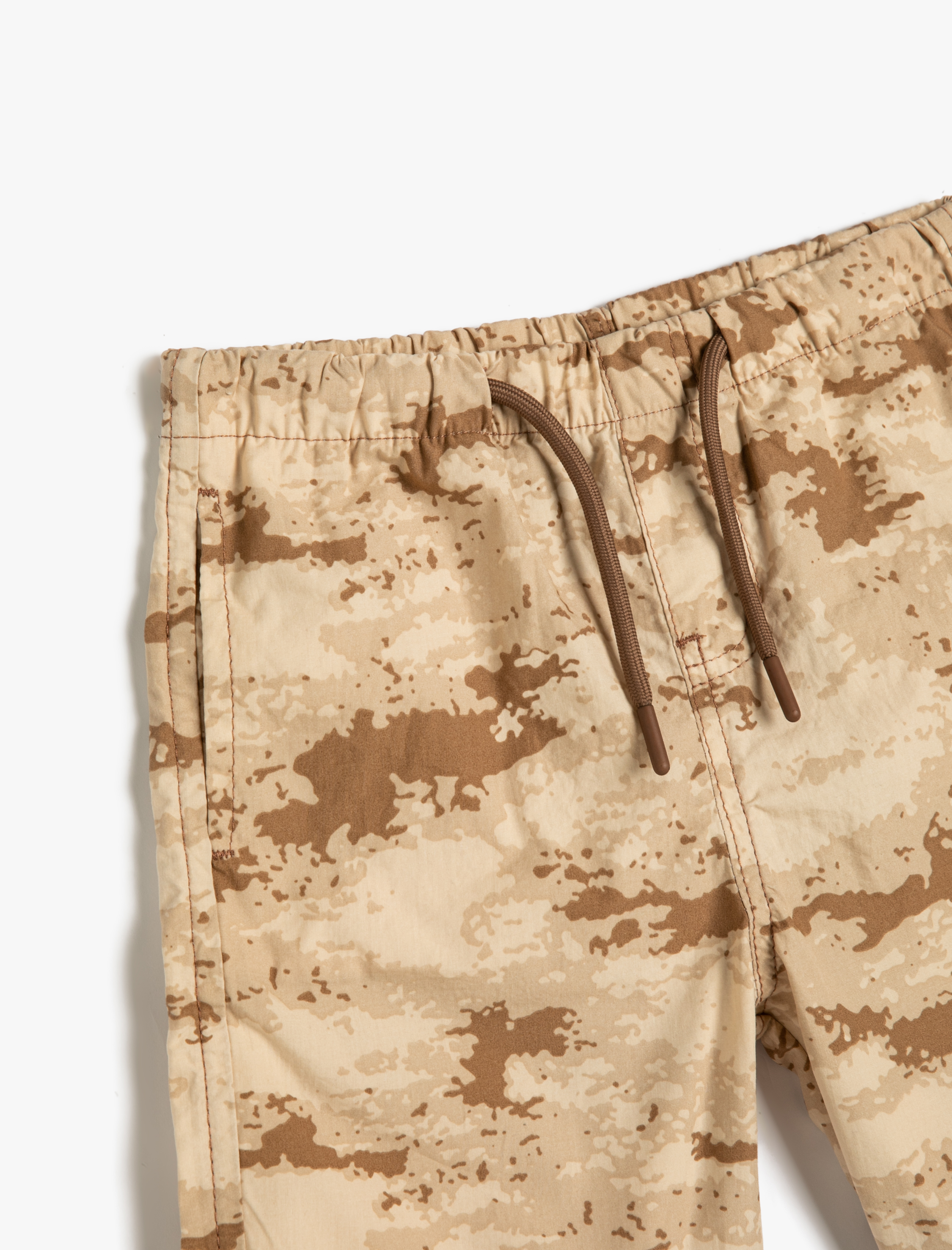  Erkek Çocuk Bermuda Kamuflaj Şort Cepli Beli Bağlamalı Pamuklu