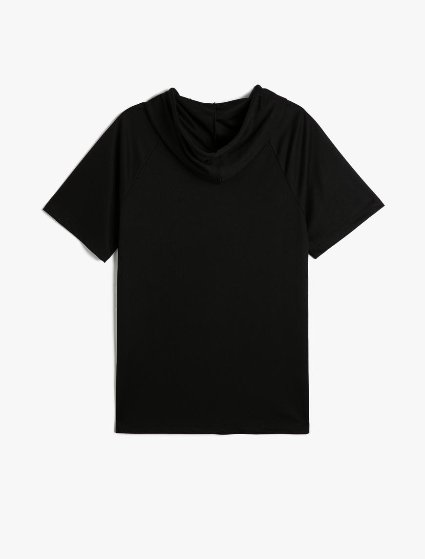   Basic Spor Tişört Kapşonlu Reglan Kollu
