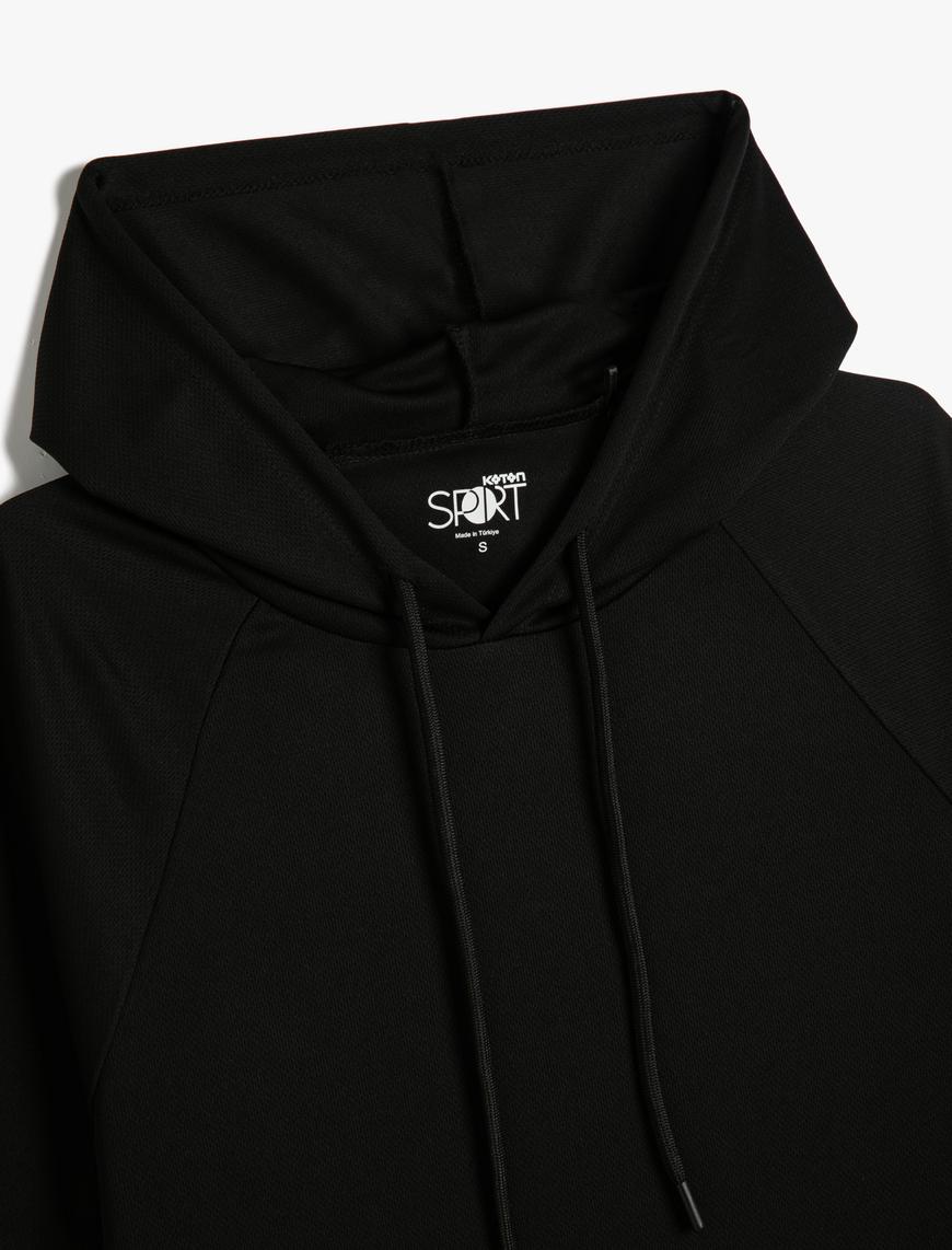   Basic Spor Tişört Kapşonlu Reglan Kollu
