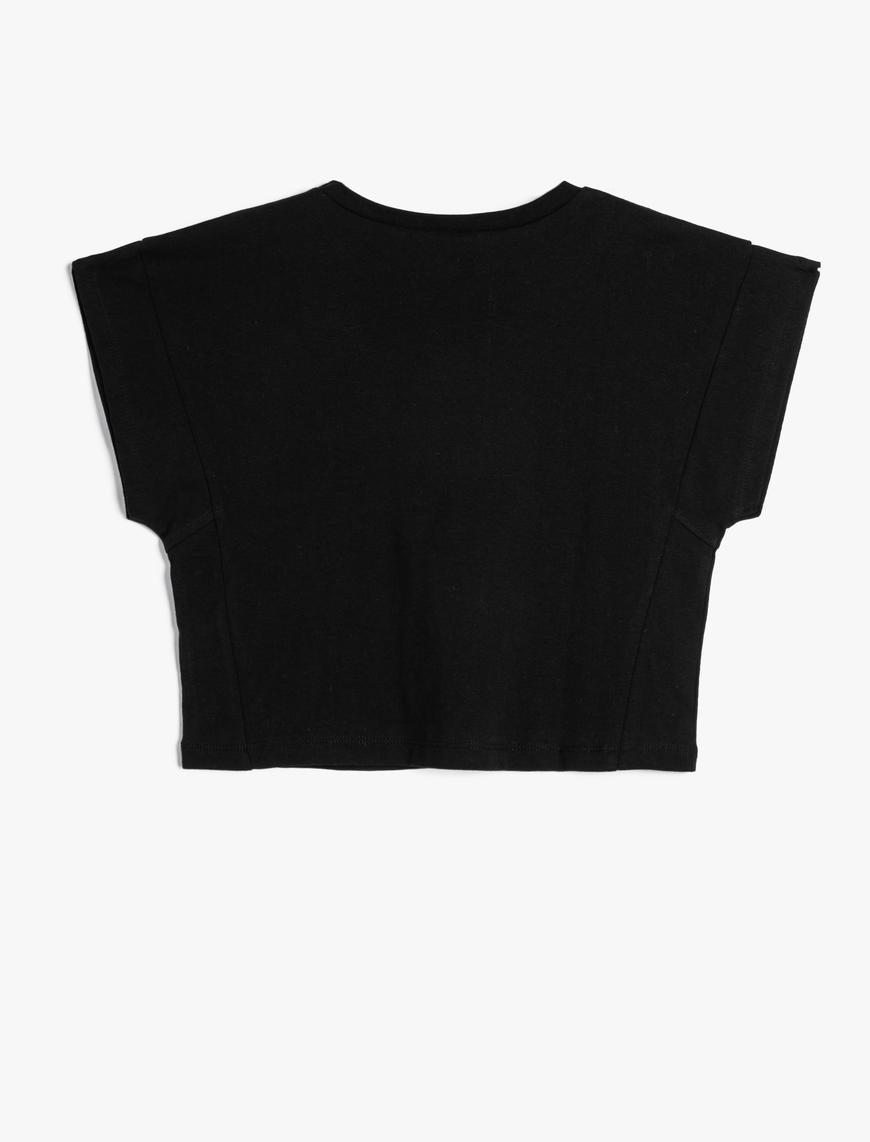  Kız Çocuk Basic Oversize Tişört Bisiklet Yaka Kısa Kollu Pamuklu