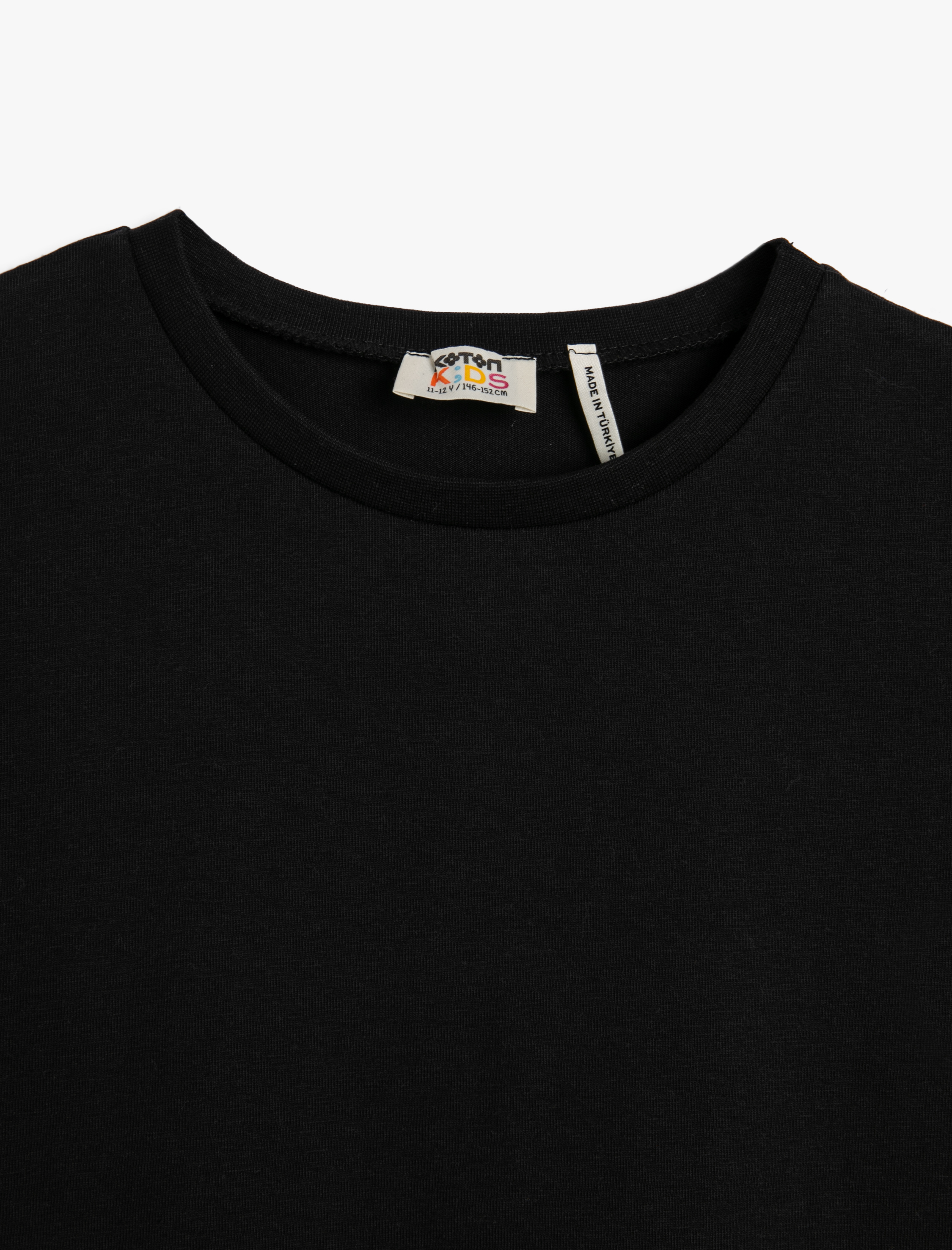  Kız Çocuk Basic Oversize Tişört Bisiklet Yaka Kısa Kollu Pamuklu