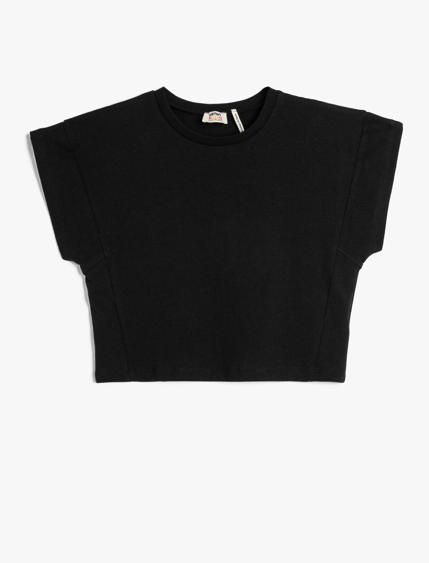  Kız Çocuk Basic Oversize Tişört Bisiklet Yaka Kısa Kollu Pamuklu