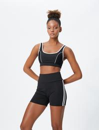 Kısa Biker Tayt Yanları Şerit Detaylı