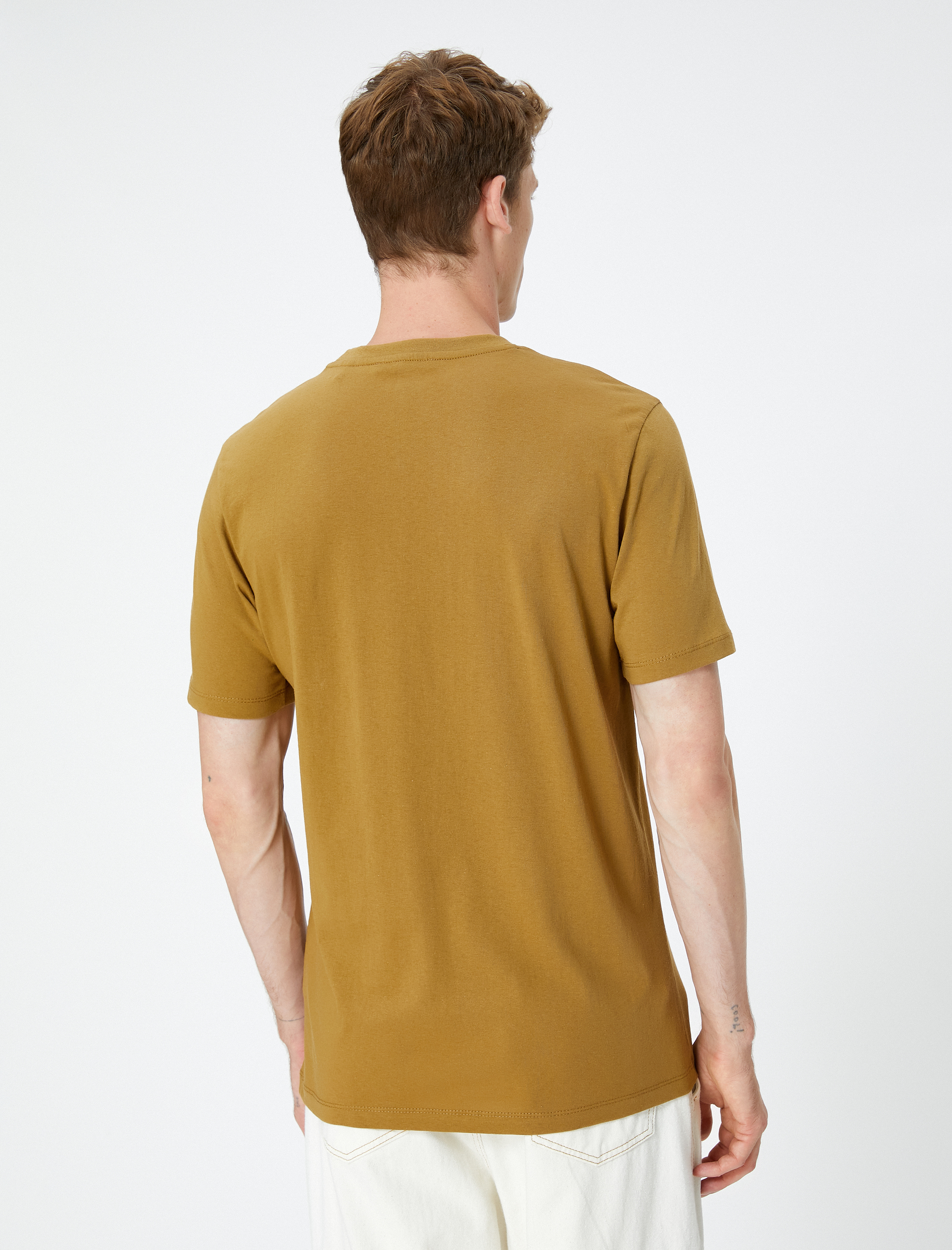   Kolej Tişört Baskılı Bisiklet Yaka Kısa Kollu Pamuklu