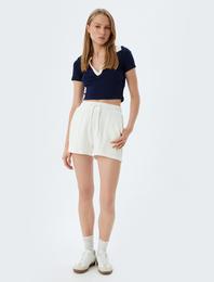 Sweat Şort Beli Bağcıklı Cep Detaylı Viskon