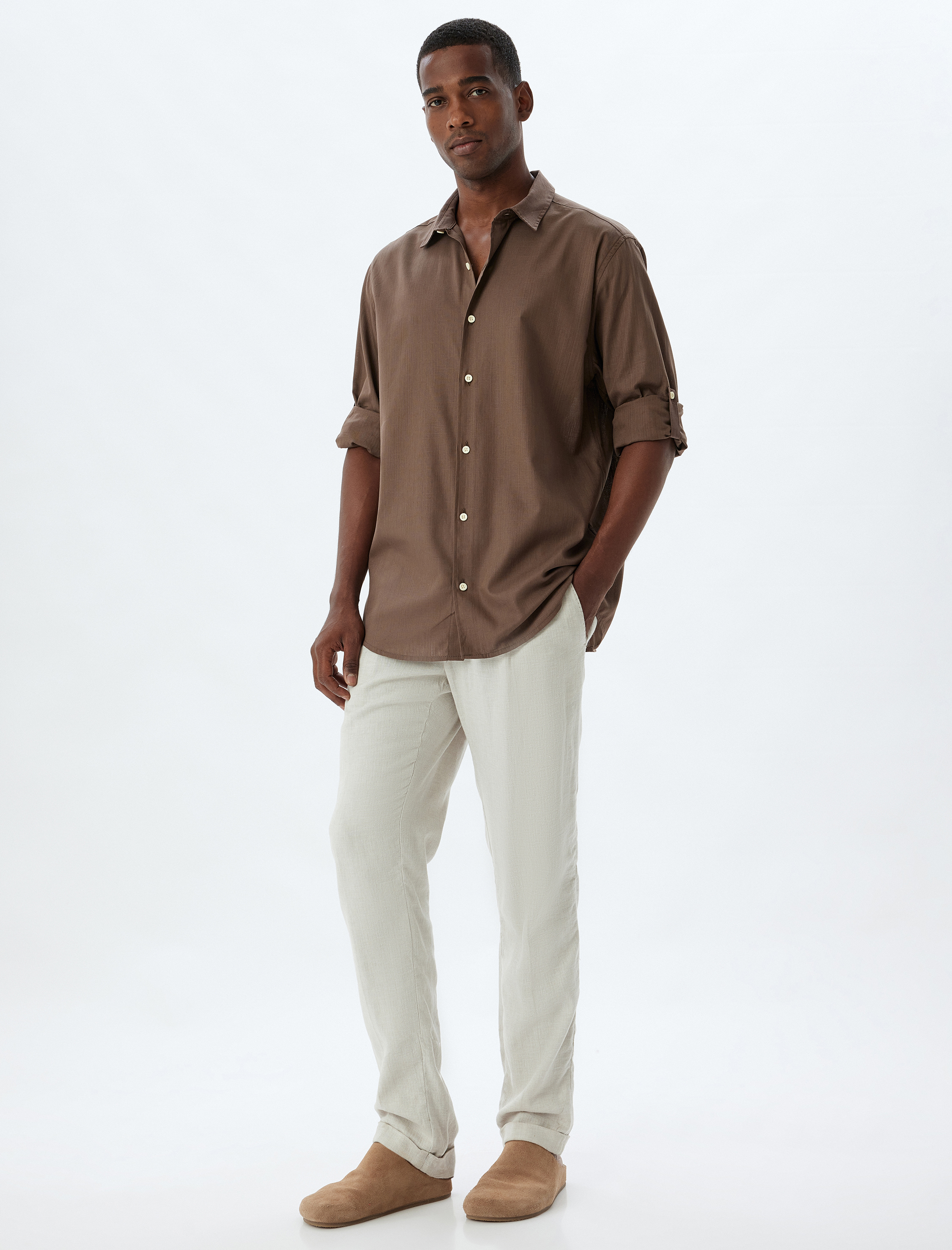   Klasik Gömlek Uzun Kollu Düğmeli Kol Detaylı Pamuklu Regular Fit