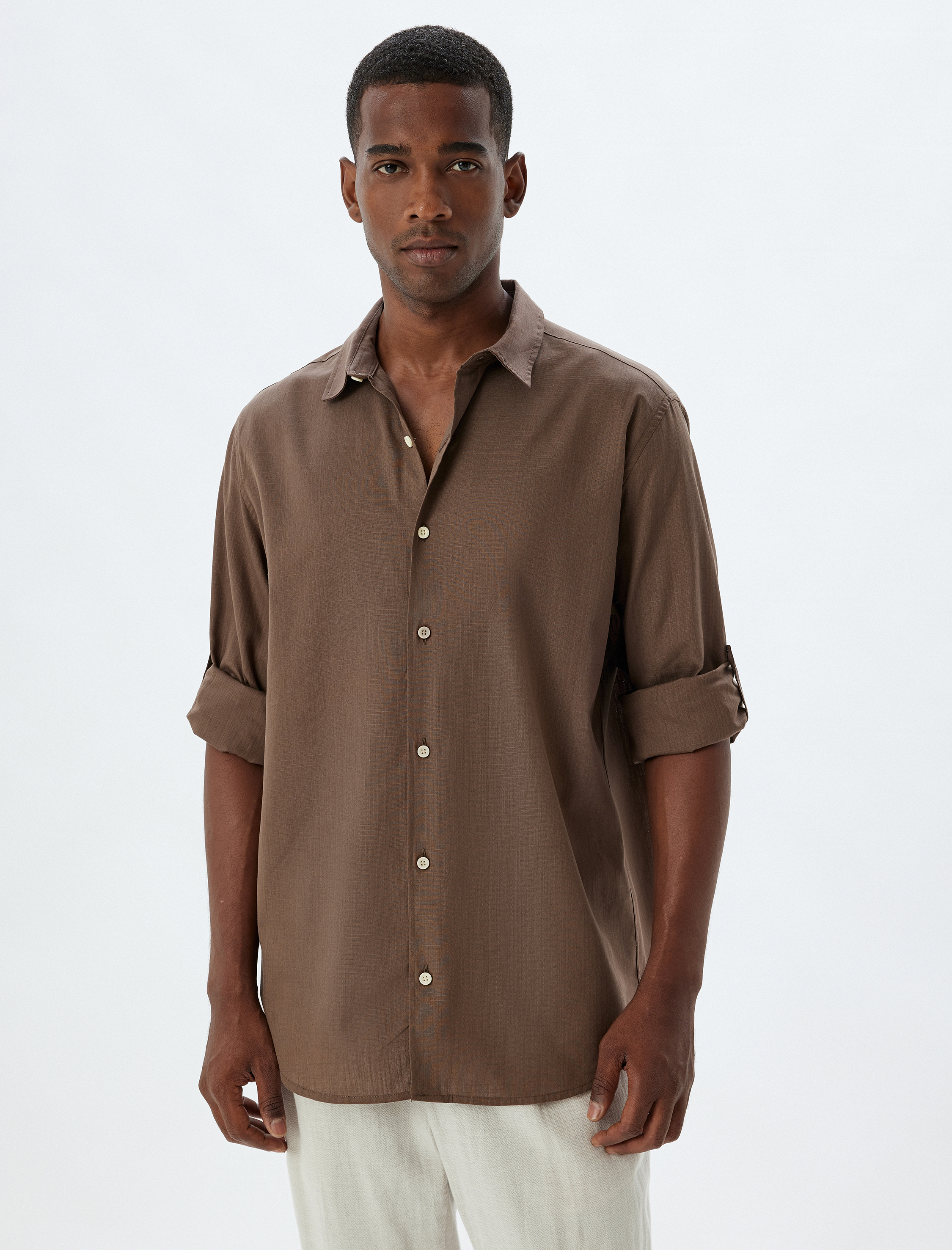   Klasik Gömlek Uzun Kollu Düğmeli Kol Detaylı Pamuklu Regular Fit