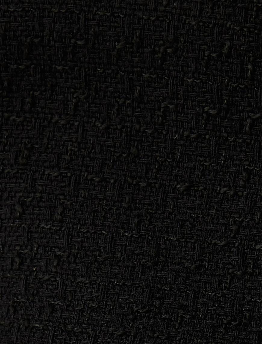   Tüvit Mini Elbise Düğme Detaylı Kısa Kollu Slim Fit