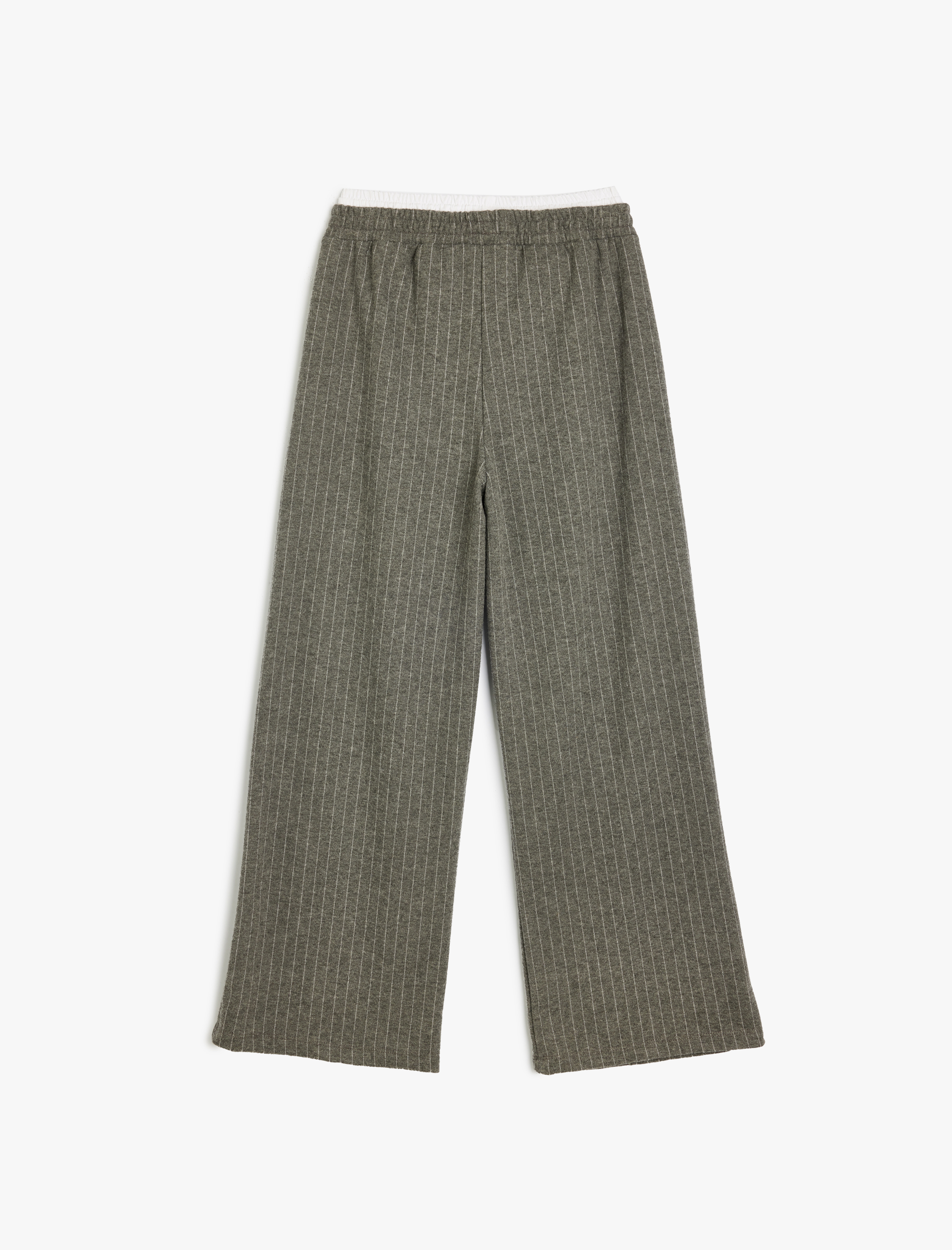  Kız Çocuk Bol Paça Pantolon Cep Detaylı Çift Bel Detaylı