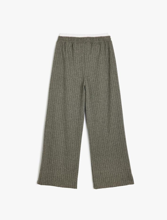 Kız Çocuk Bol Paça Pantolon Cep Detaylı Çift Bel Detaylı