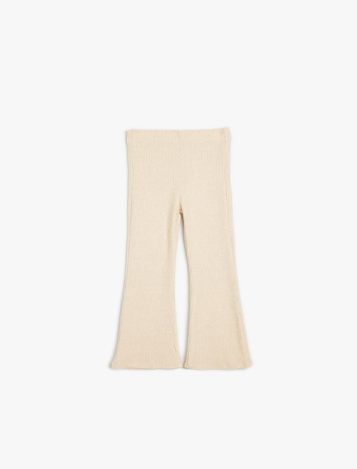 Kız Çocuk İspanyol Paça Pantolon Viskon Kumaş Ribanalı