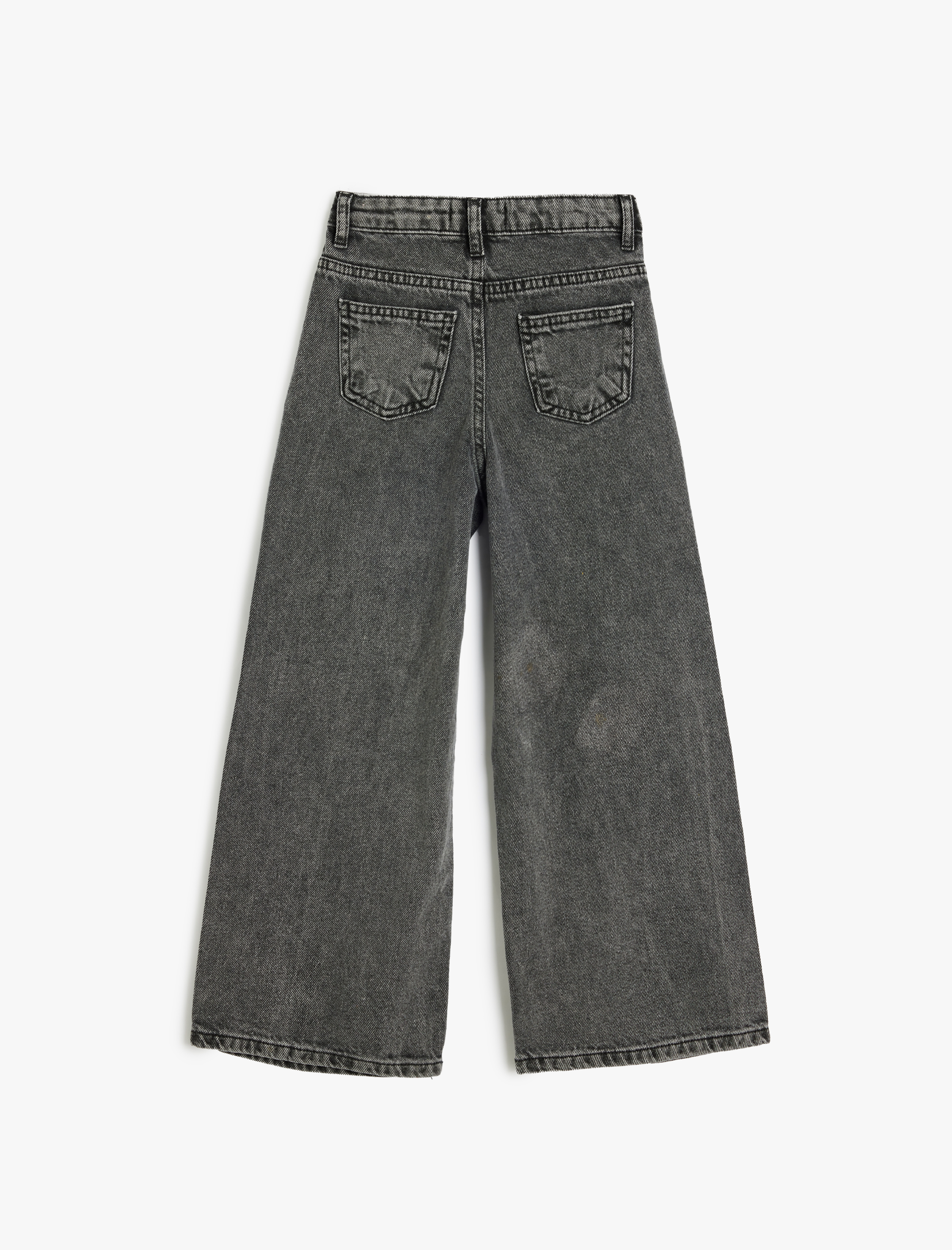  Kız Çocuk Kot Pantolon Geniş Paça Cepli Pamuklu - Wide Leg Jean