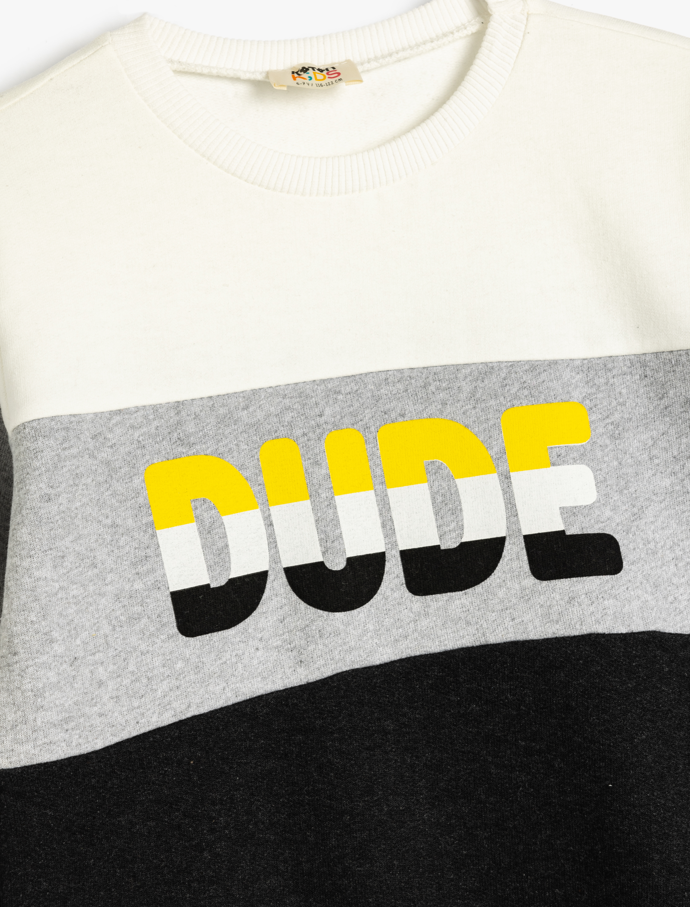  Erkek Çocuk Sweatshirt Renk Bloklu Bisiklet Yaka Slogan Baskılı