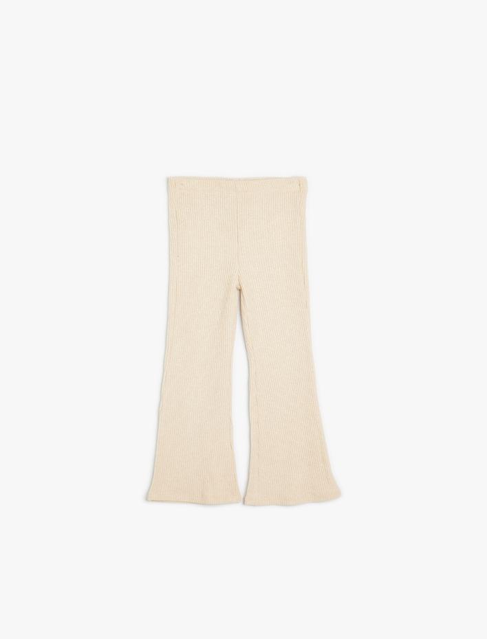 Kız Çocuk İspanyol Paça Pantolon Viskon Kumaş Ribanalı