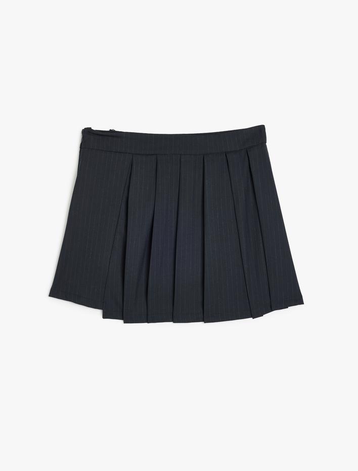 Kız Çocuk Pileli Etek Toka Detaylı Viskon Karışımlı