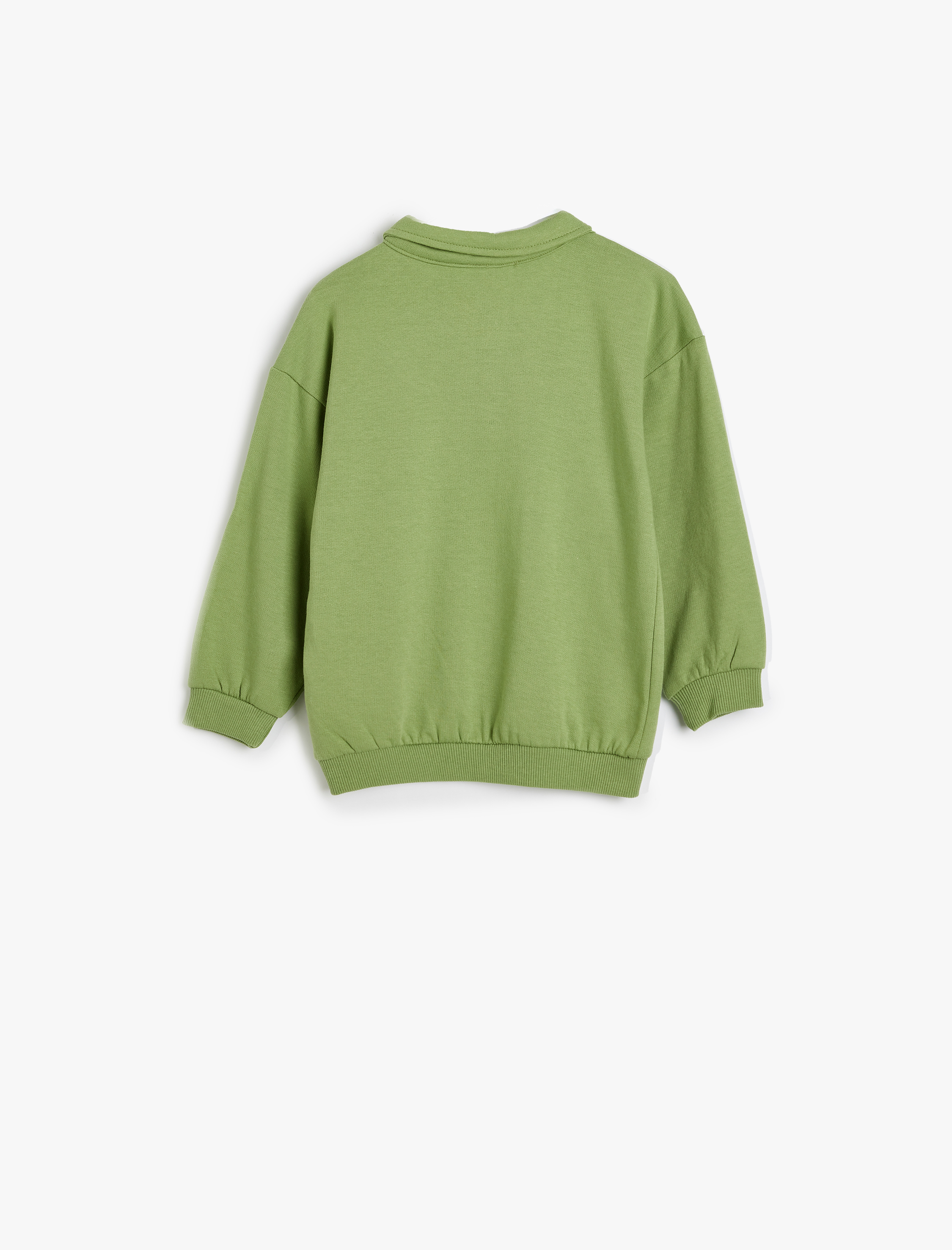  Erkek Bebek Polo Yaka Sweat Düğmeli Uzun Kollu Dinozor Baskılı Pamuklu Şardonlu