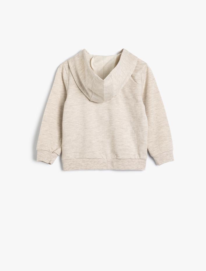Kız Bebek Sweatshirt Kapşonlu Fermuarlı Uzun Kollu Fırfır Detaylı Şardonlu