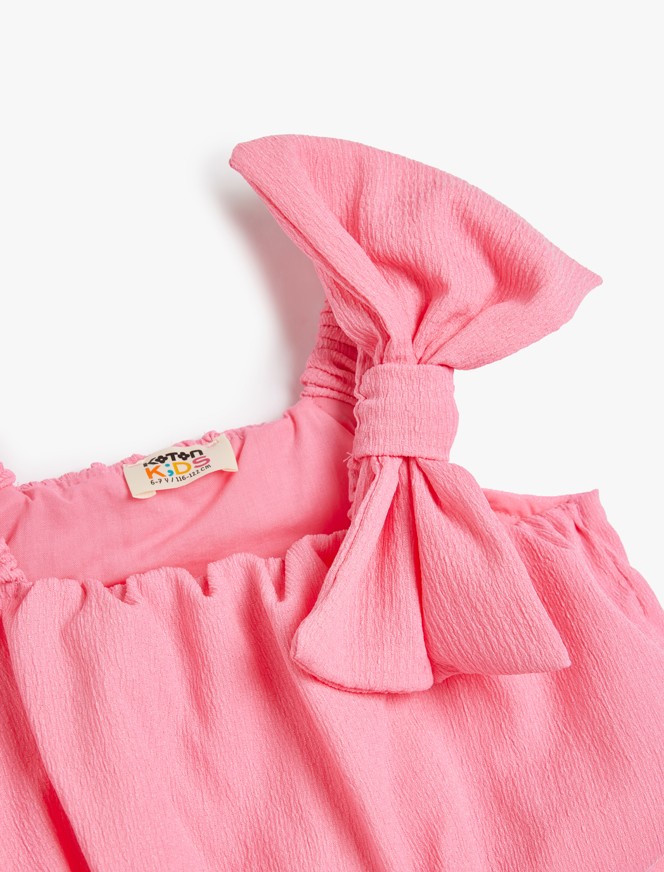  Kız Çocuk Crop Atlet Askılı Fiyonk Detaylı