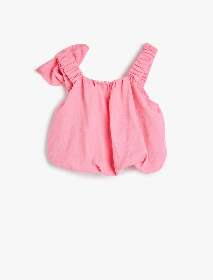 Kız Çocuk Crop Atlet Askılı Fiyonk Detaylı