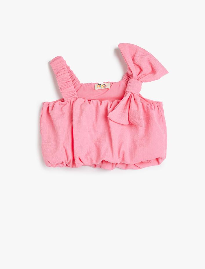 Kız Çocuk Crop Atlet Askılı Fiyonk Detaylı