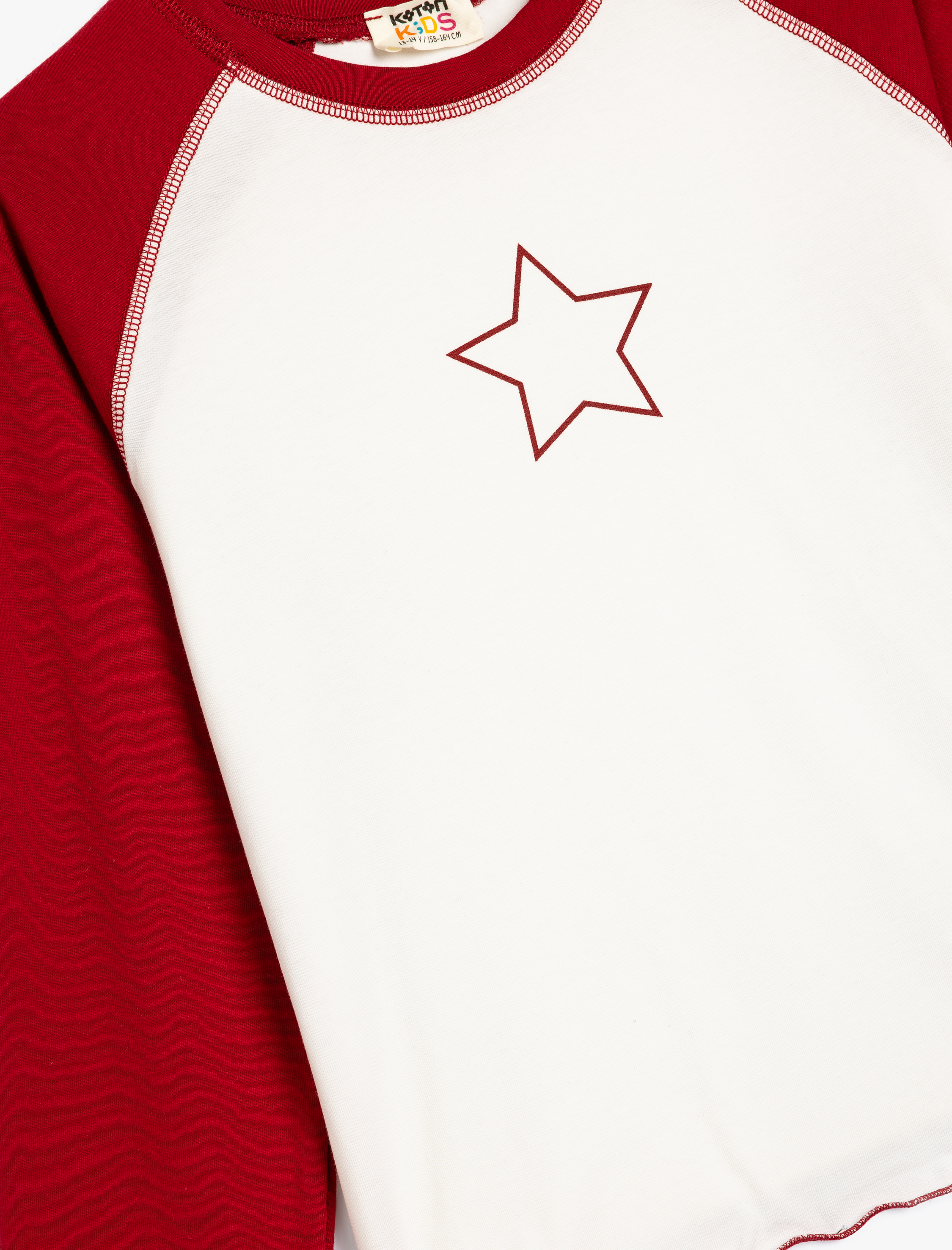  Kız Çocuk Tişört Yıldız Baskılı Uzun Kollu Bisiklet Yaka Pamuklu