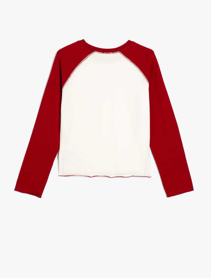 Kız Çocuk Tişört Yıldız Baskılı Uzun Kollu Bisiklet Yaka Pamuklu