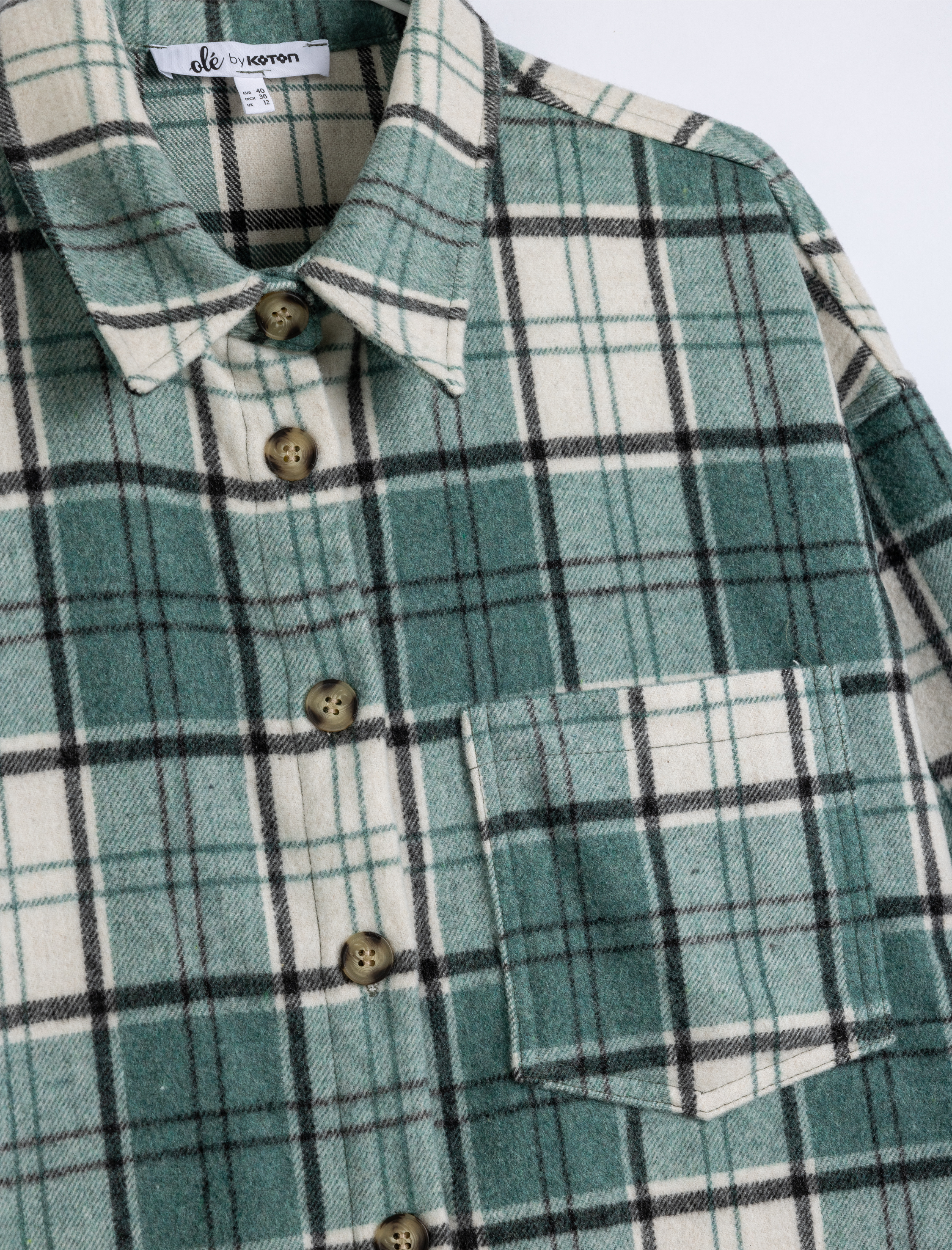   Oversize Oduncu Gömleği Uzun Kollu Cep Detaylı Klasik Yaka Düğmeli