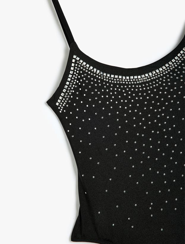 Taşlı Mayo İnce Askılı Slim Fit Astarlı Pedli_2