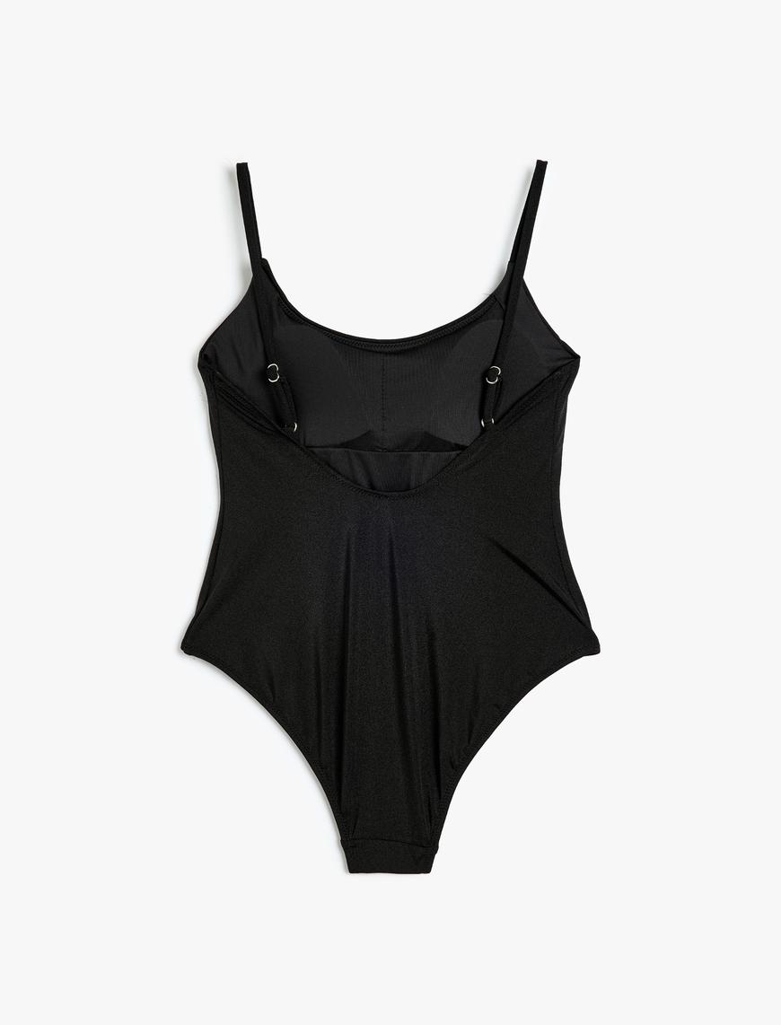   Taşlı Mayo İnce Askılı Slim Fit Astarlı Pedli