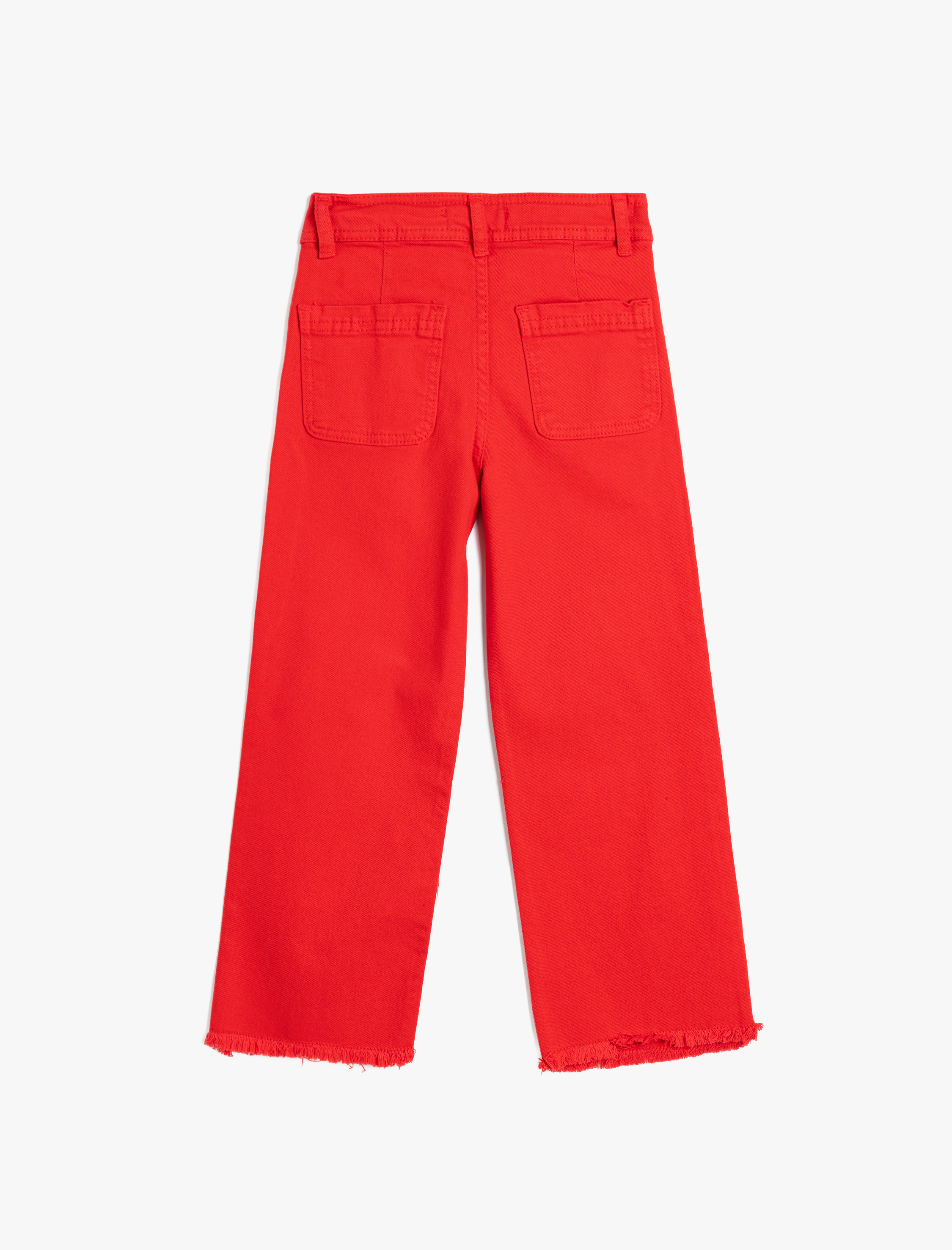  Kız Çocuk Kot Pantolon Bol Paça Cepli Pamuklu - Wide Leg Jean