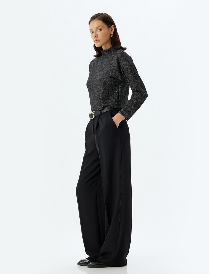  Dik Yaka Uzun Kollu Triko Kazak