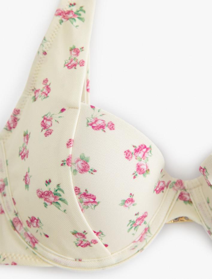  Çiçekli Bikini Üstü Destekli Balenli