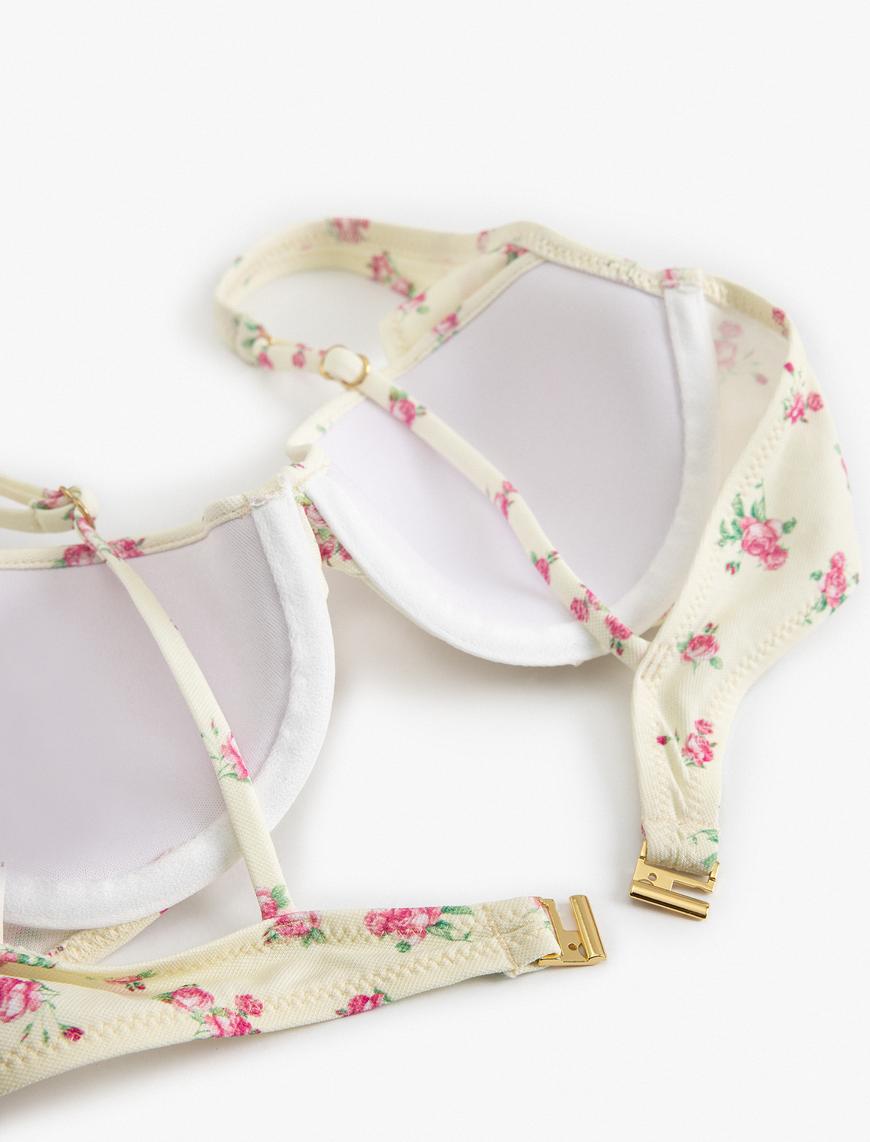   Çiçekli Bikini Üstü Destekli Balenli Astarlı Pedli