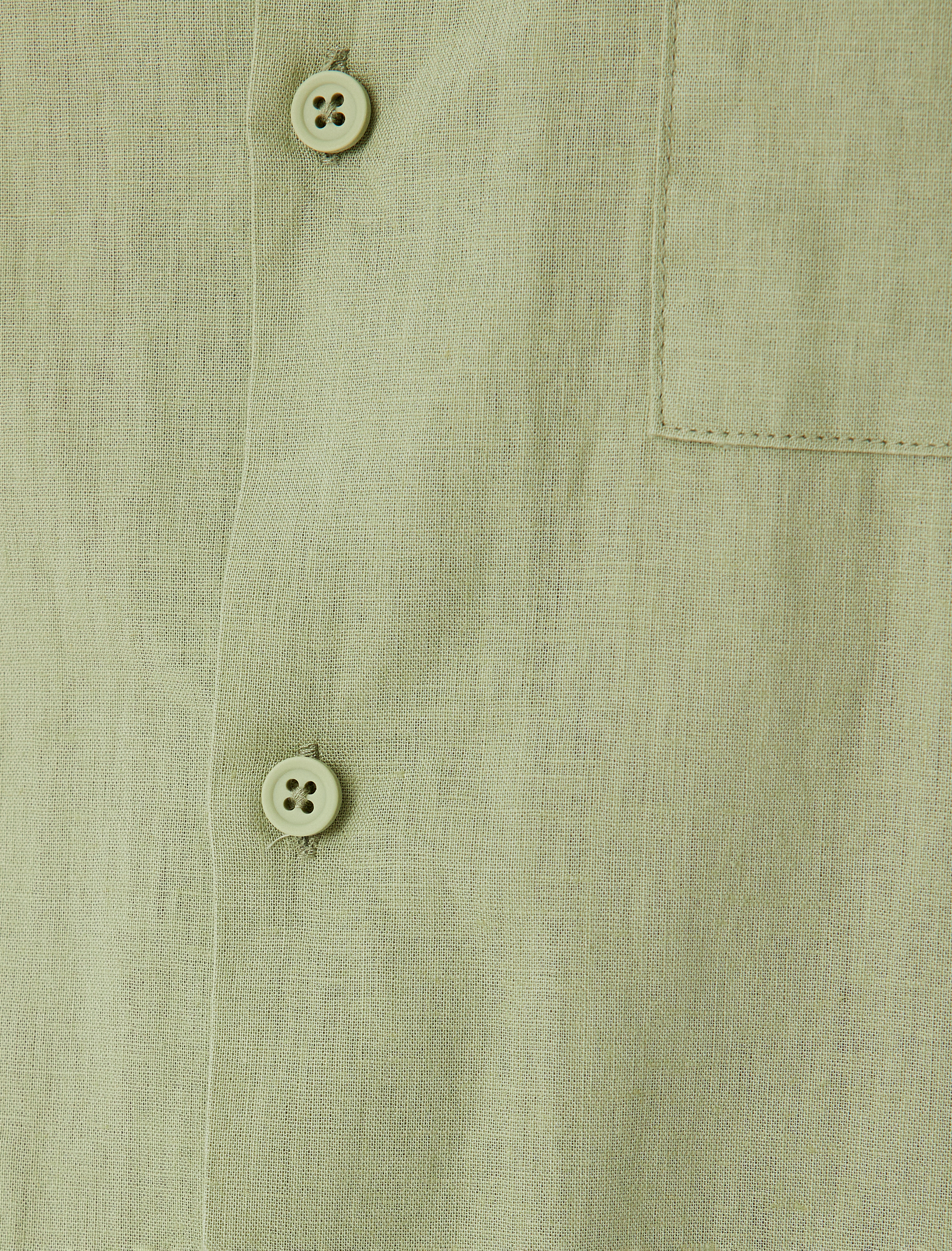   Keten Karışımlı Gömlek Kısa Kollu Basic Cep Detaylı Regular Fit