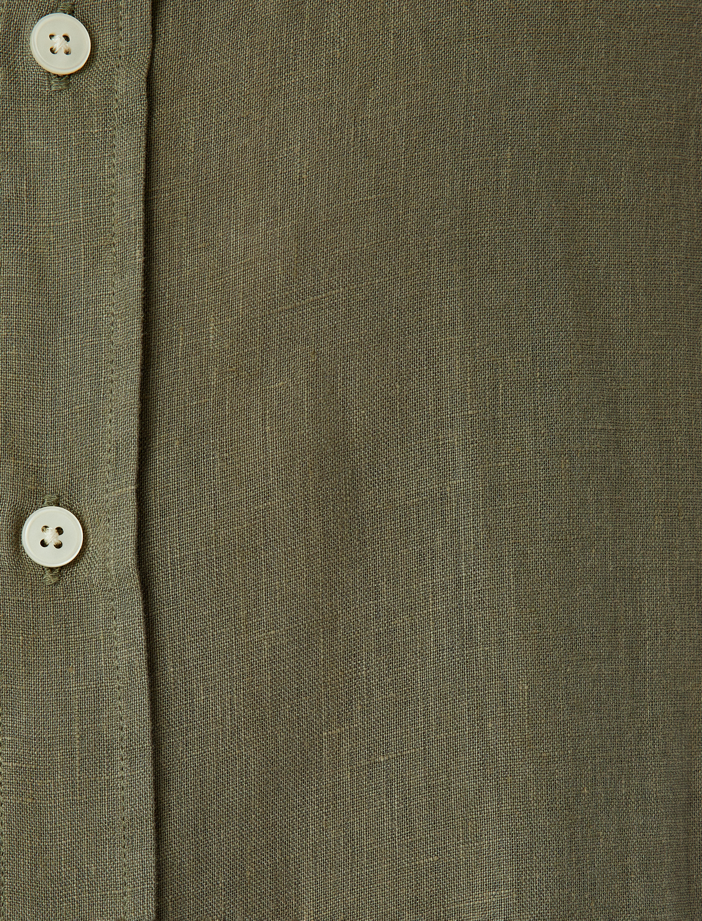   Keten Gömlek Uzun Kollu Düğmeli Yaka Detaylı Regular Fit