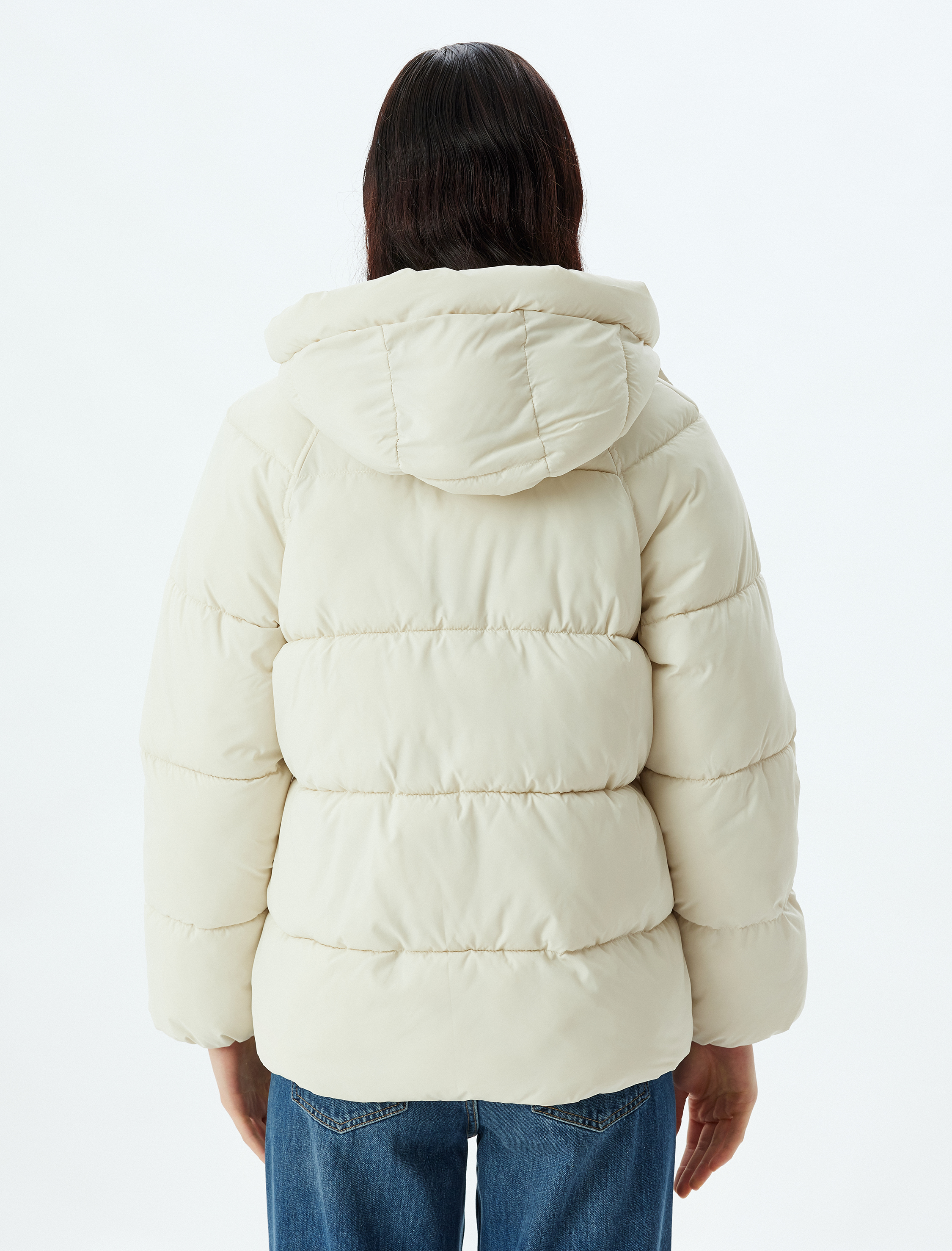   Oversize Şişme Mont İçi Polar Astarlı Su İtici Kapüşonlu Cepli