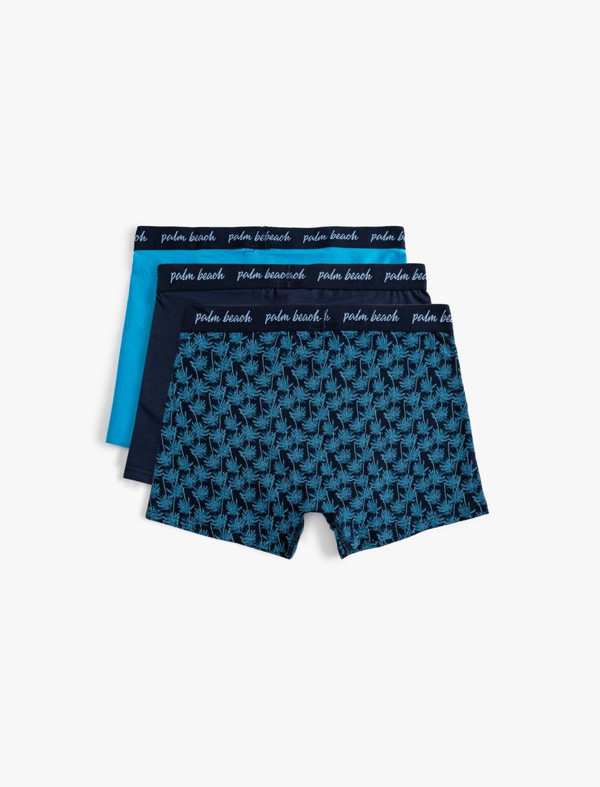   Slim Fit Desenli Pamuklu 3'lü Boxer Seti