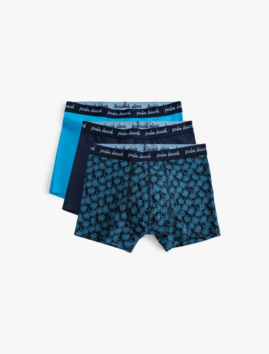  Slim Fit Desenli Pamuklu 3'lü Boxer Seti