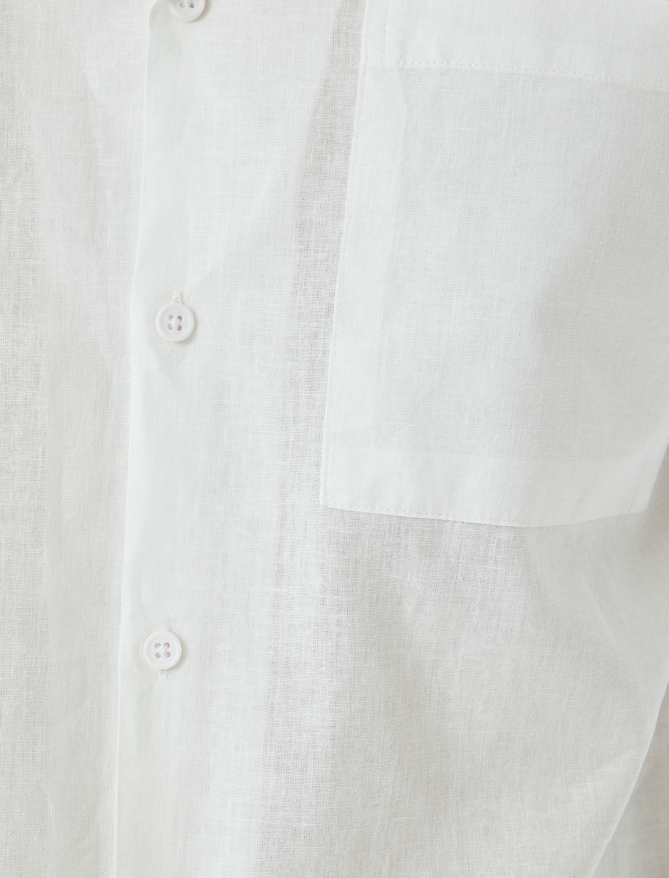   Keten Karışımlı Gömlek Kısa Kollu Basic Cep Detaylı Regular Fit