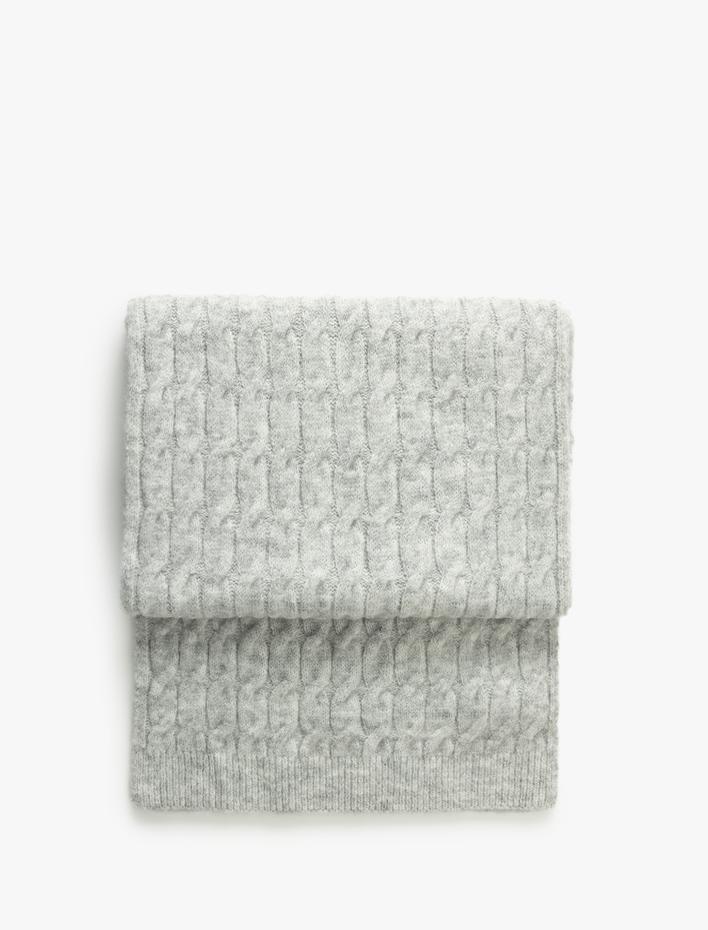 Kadın Uzun Atkı Örgü Dokulu