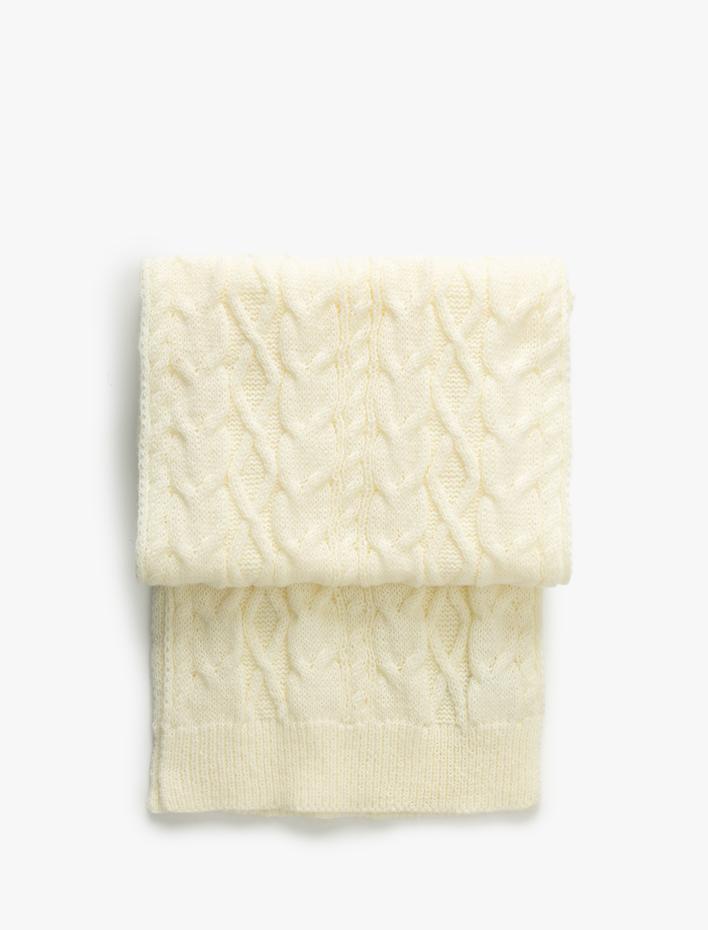 Kadın Uzun Atkı Örgü Dokulu