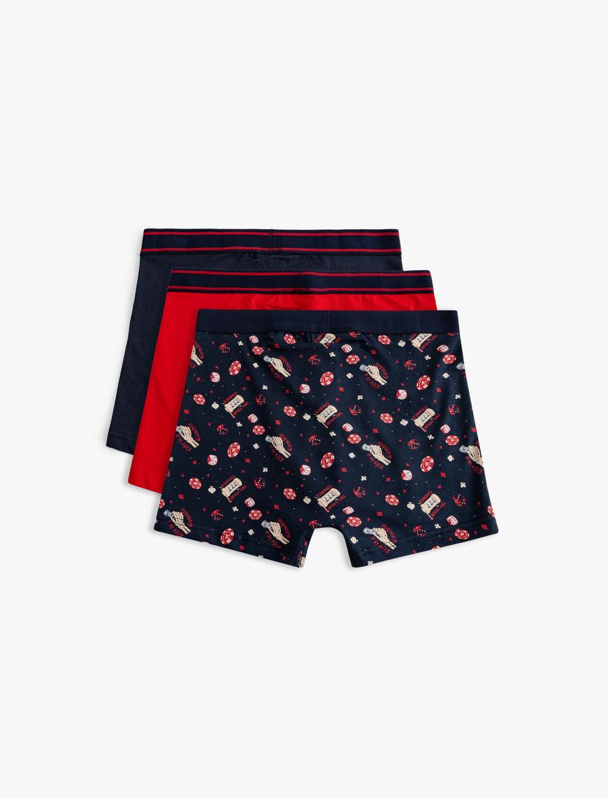   Çok Renkli Baskılı Pamuklu 3'lü Boxer Seti